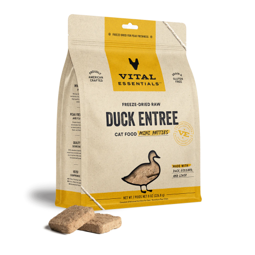 Vital Essentials 8oz [[ 鴨餅 ]] Freeze-Dried Raw DUCK Entree Mini PATTIES Grain Free 凍乾迷你肉餅貓主糧 鴨肉餅 {原裝行貨} 691050 (EXP: 10月/2027)